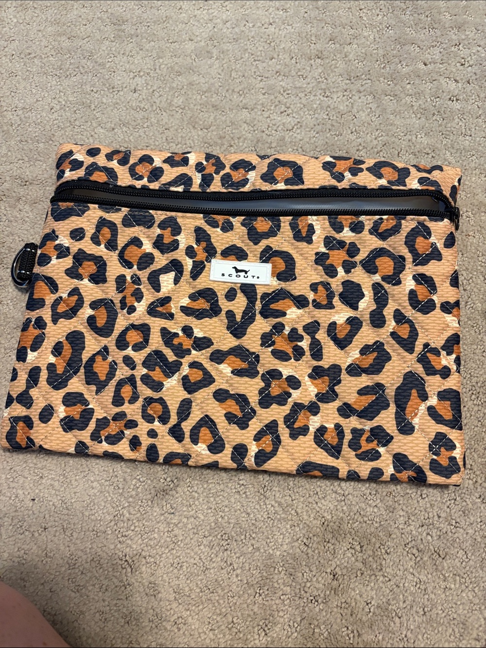 Scout Leopard-Print Cosmetic Pouch in Tan and Black